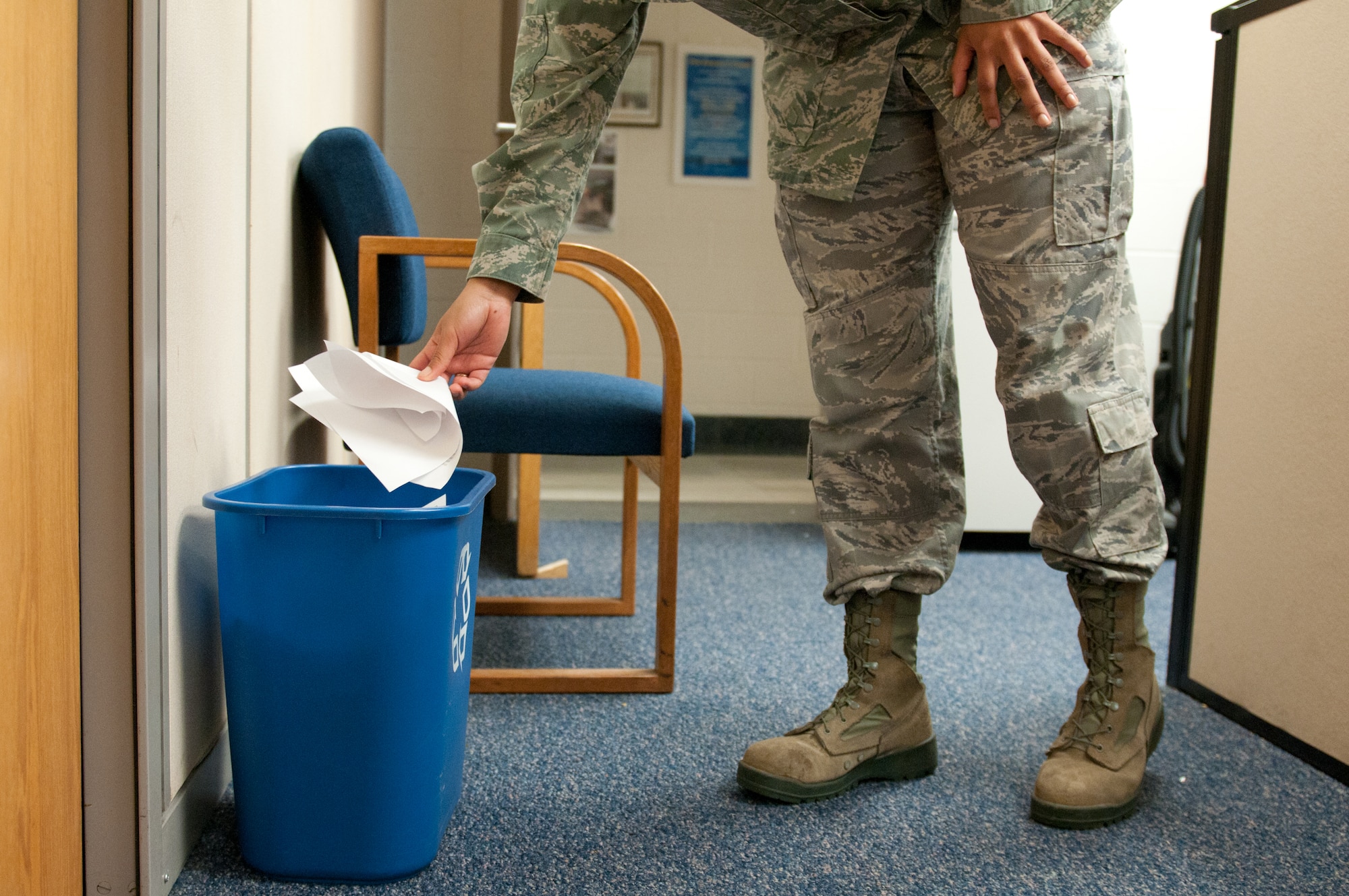 Airmen from the 123rd Airlift Wing have recycled about 250 tons of paper since 1993, thanks to a facility-wide waste-reduction program at the Kentucky Air National Guard Base in Louisville, Ky. The base also recycles batteries, toner cartridges and cardboard, among other items.  (U.S. Air National Guard photo by Airman Joshua Horton)