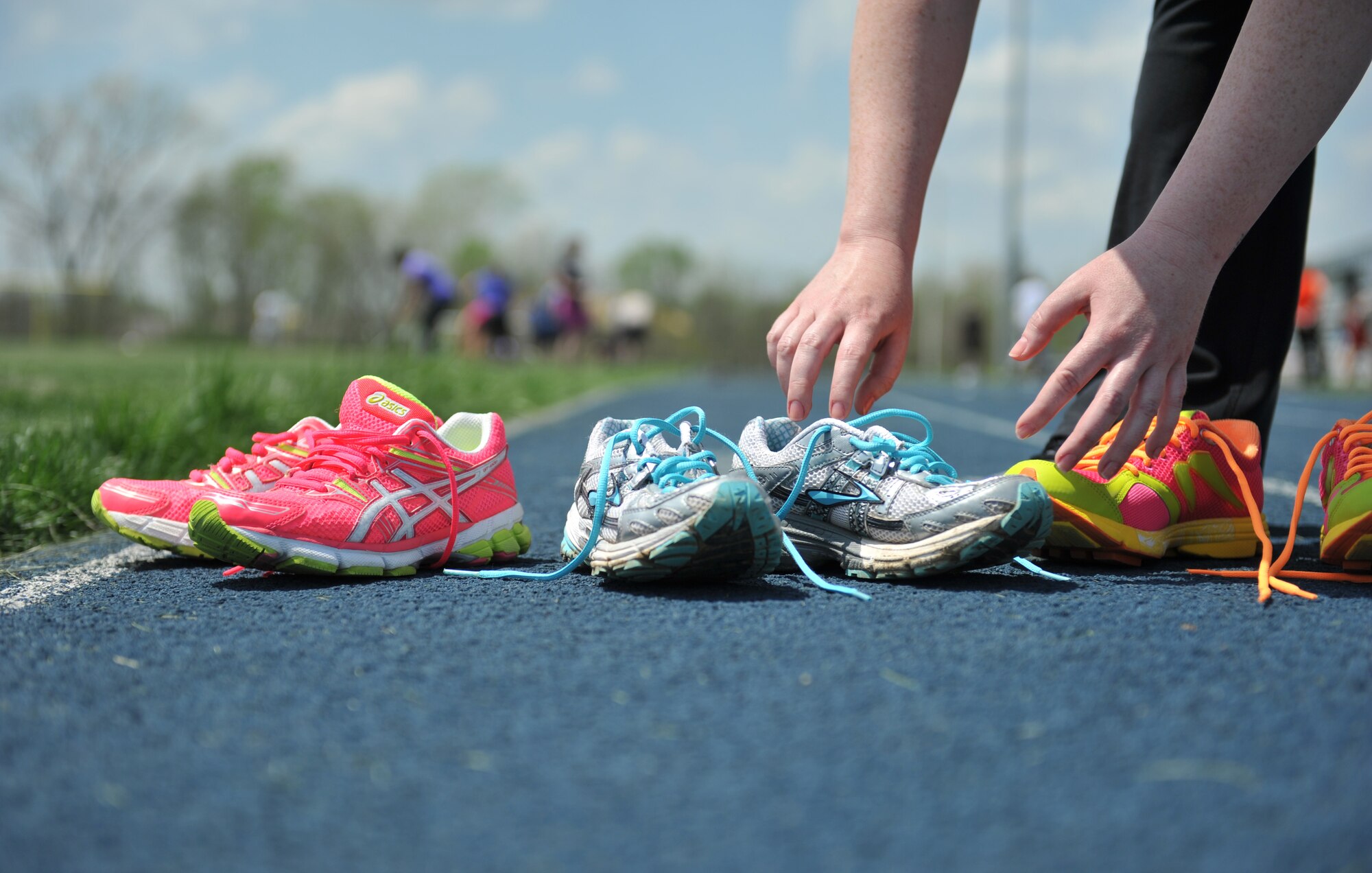 Different styles of running shoes abound in today’s market. Since everyone’s feet are different, purchasing the right shoe is an essential key to maximizing run performance. (U.S. Air Force photo by Heidi Hunt/Released)