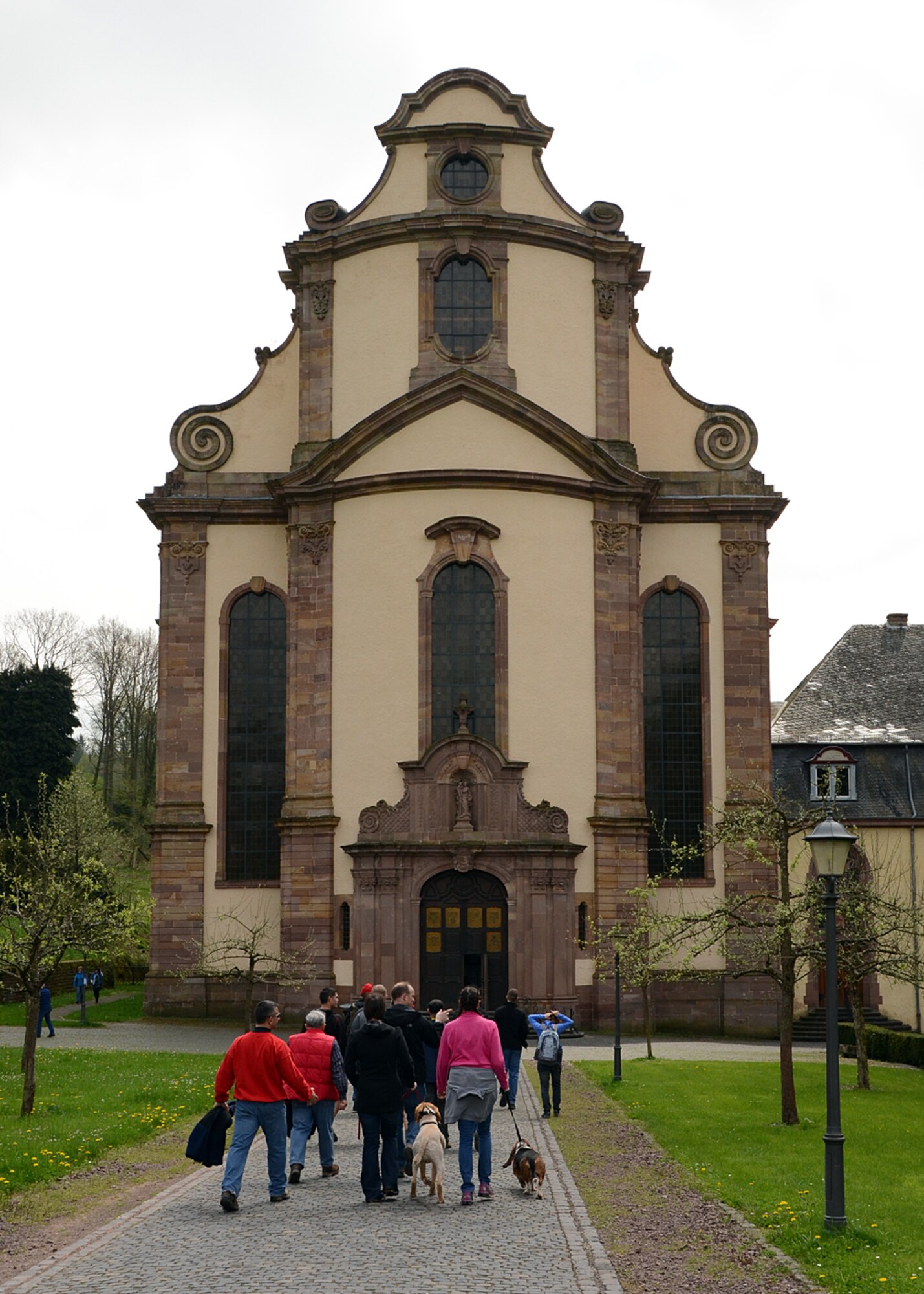 SPANGDAHLEM AIR BASE, Germany – Members of Spangdahlem AB and the German community begin a tour of Himmerod Abbey during an Explore the Eifel hike May 3, 2013. The German Host Nation Council sponsored the tour to provide Spangdahlem members a chance to learn about historic landmarks near the base. (U.S. Air Force photo by Staff Sgt. Daryl Knee/Released) 