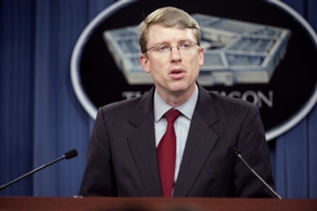 Deputy Assistant Secretary of Defense (East Asia) David Helvey answers a reporter’s question during a press briefing in the Pentagon on May 6, 2013.  Helvey briefed the reporters on the 2013 DoD report to Congress on the "Military and Security Developments Involving the People's Republic of China."  