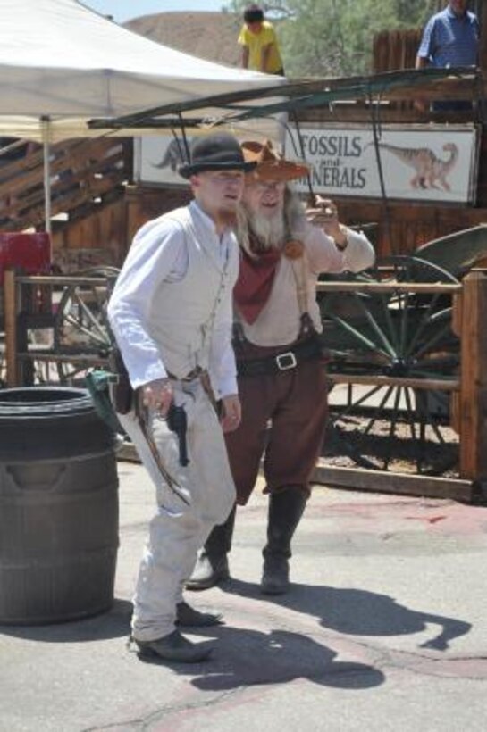 Volunteers at Calico Ghost Town reenact a shoot out in the Old West, April 27. Calico offers many attractions with volunteers who give off a throwback feel of the Wild West.


