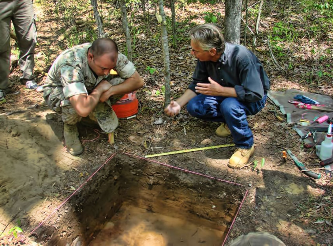 Base archaeologist discusses archaeological investigations in training areas aboard Marine Corps Base Camp Lejeune, N.C.