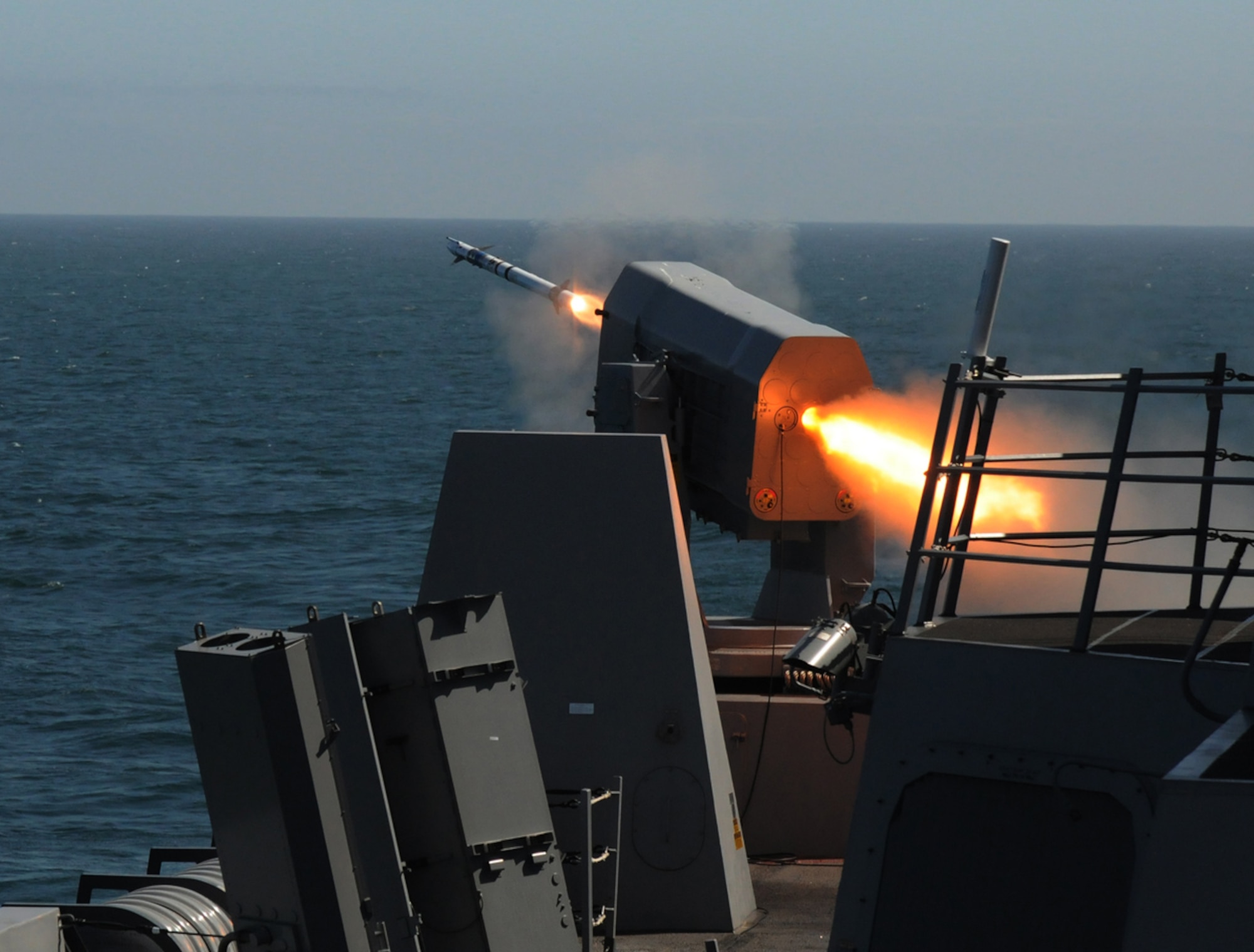 The RAM is a lightweight, quick-reaction, fire-and-forget missile designed to destroy anti-ship cruise missiles and asymmetric air and surface threats. Based upon an AIM-9 Sidewinder air-to-air missile, the RIM-116 requires no shipboard guidance once fired. (Courtesy Photo)