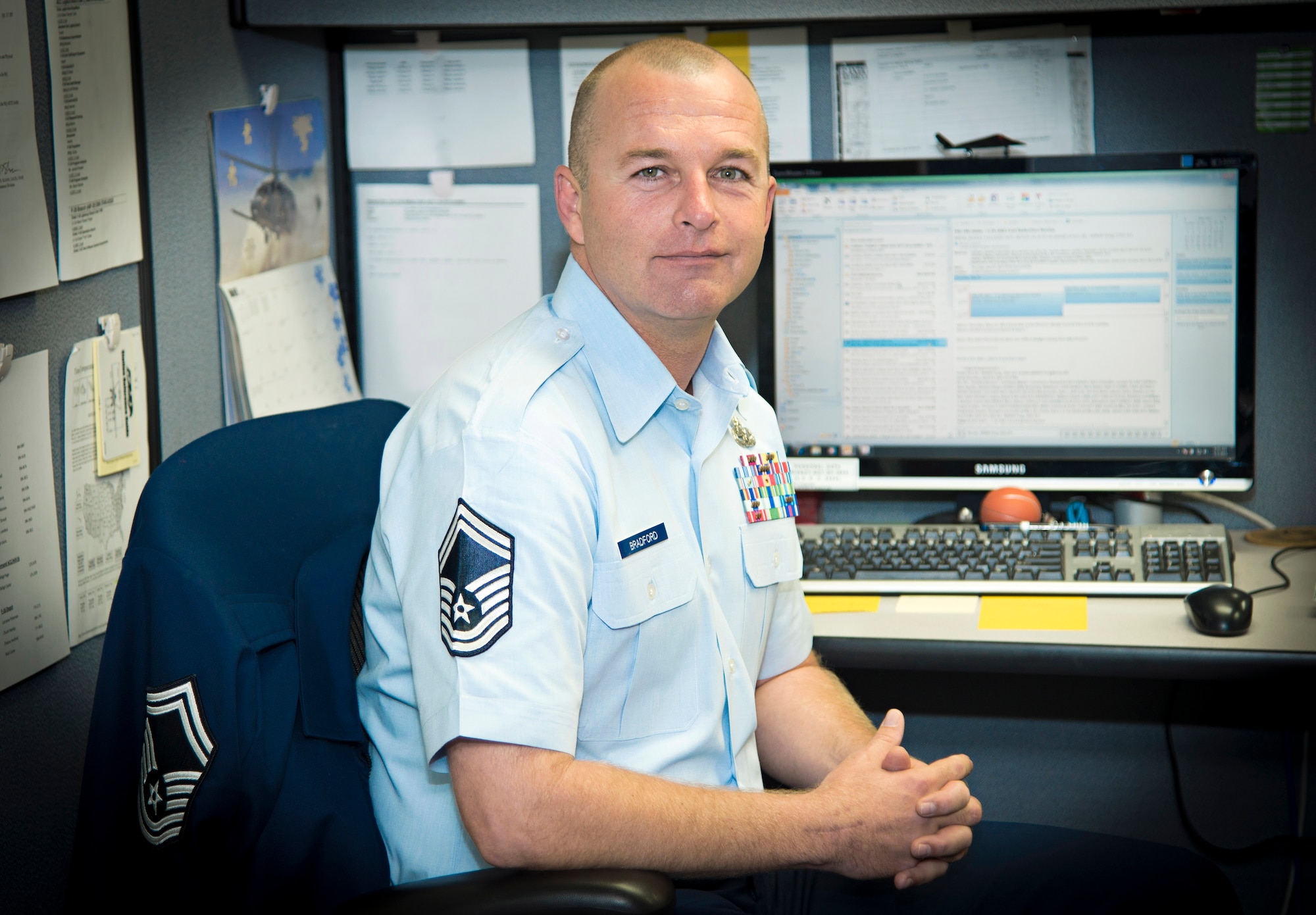 Senior Master Sgt. Felix Bradford, Air Education and Training Command F-35 functional manager, was selected as the 2012 Senior NCO of the year for AETC May 1 at Joint Base San Antonio-Randolph. (U.S. Air Force photo by Benjamin Faske / Released)