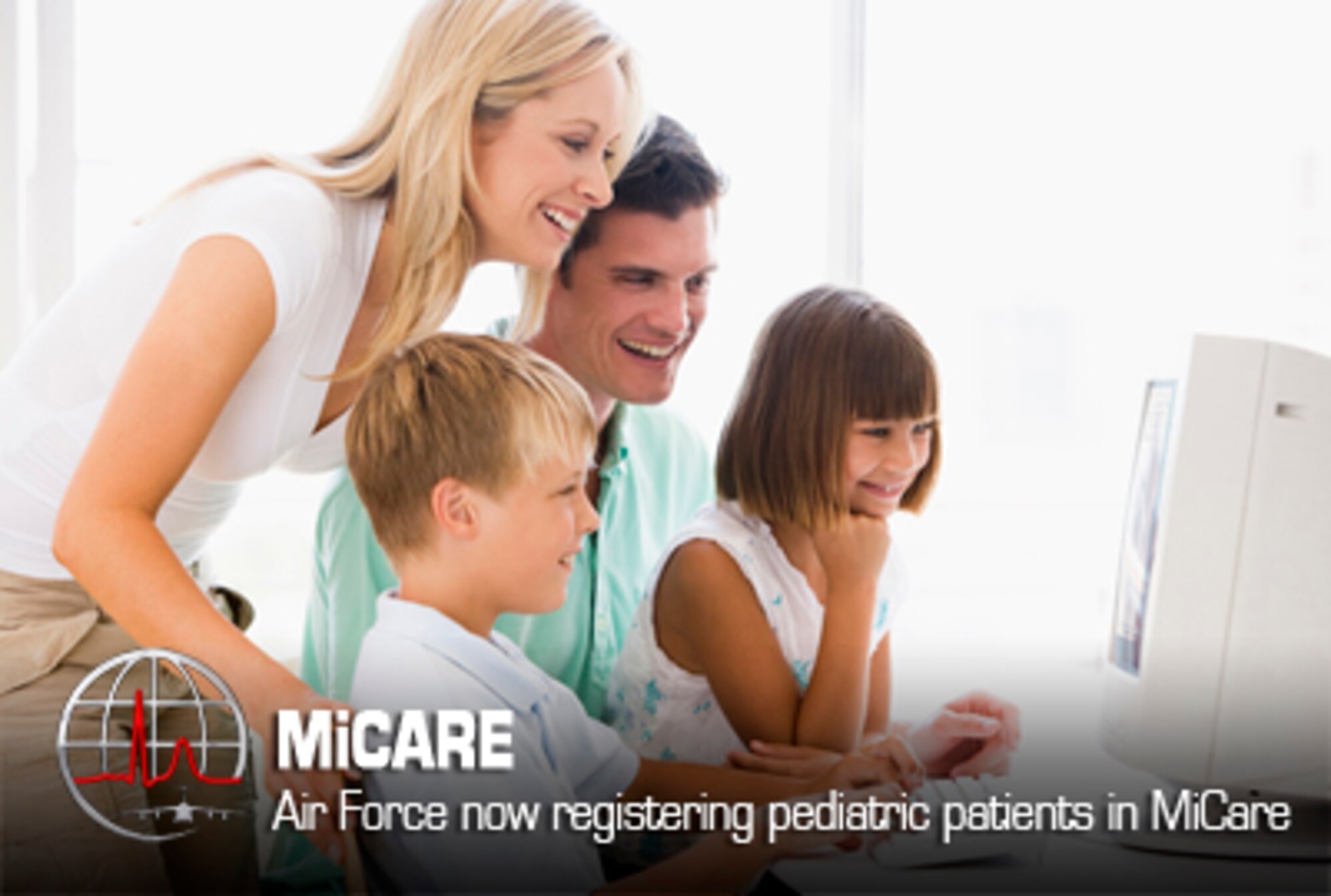 The Air Force Medical Service is now registering children in its web-based secure messaging health application called MiCare.  MiCare allows beneficiaries to communicate securely and privately with their health care teams anywhere and anytime. (Graphic by Steve Thompson)