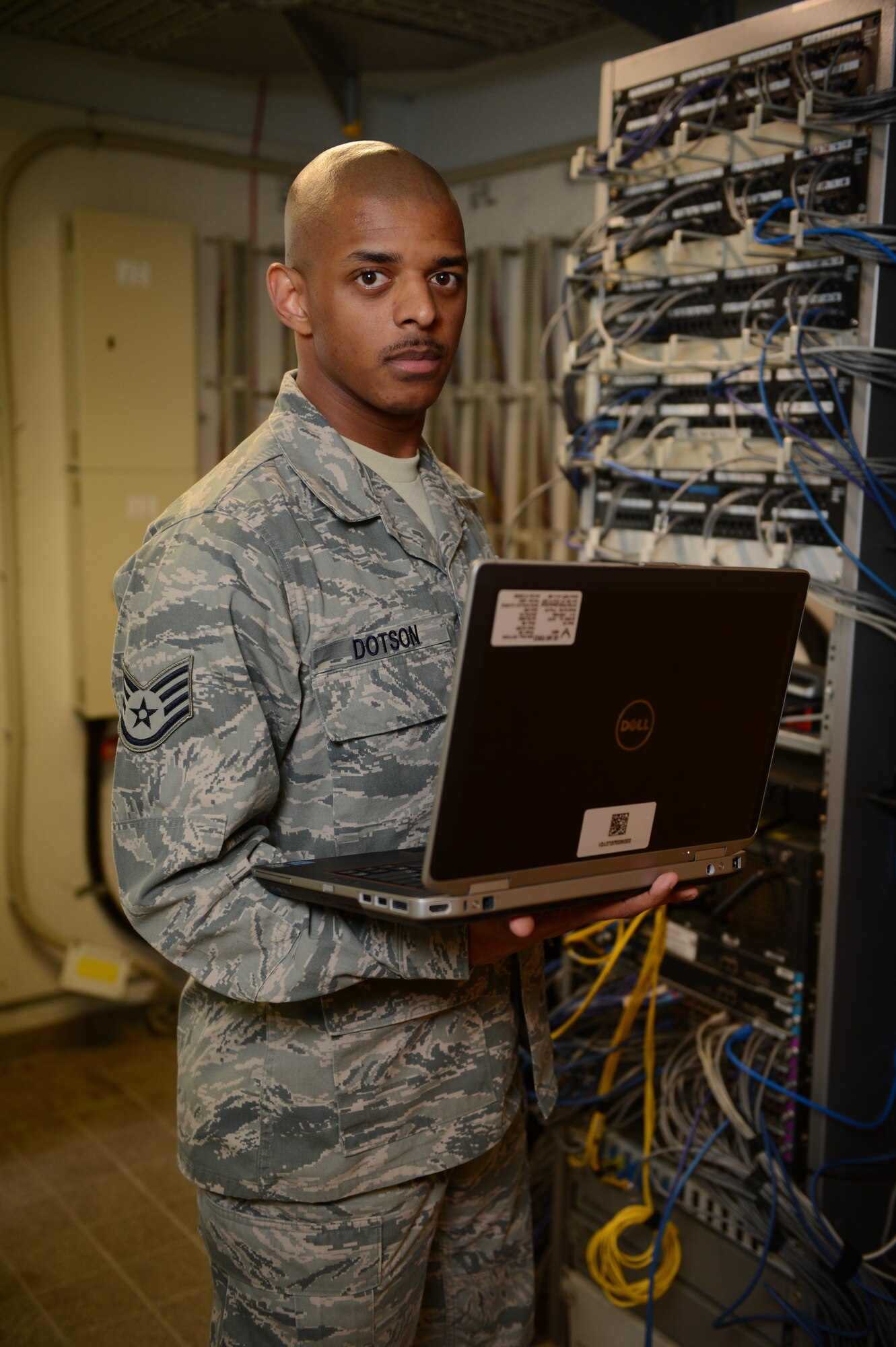 SPANGDAHLEM AIR BASE, Germany -- Staff Sgt. Andray Dotson, 52nd Communications Squadron client systems journeyman, is the Super Saber Performer for the week of May 9-15. (U.S. Air Force photo by Airman 1st Class Kyle Gese/Released)