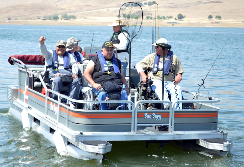 The “Three D” team sets out for fishing – from left are Daniel Hernandez, David Aguiler and Darrel Joy, along with volunteer crew members. Photo cropped for emphasis.