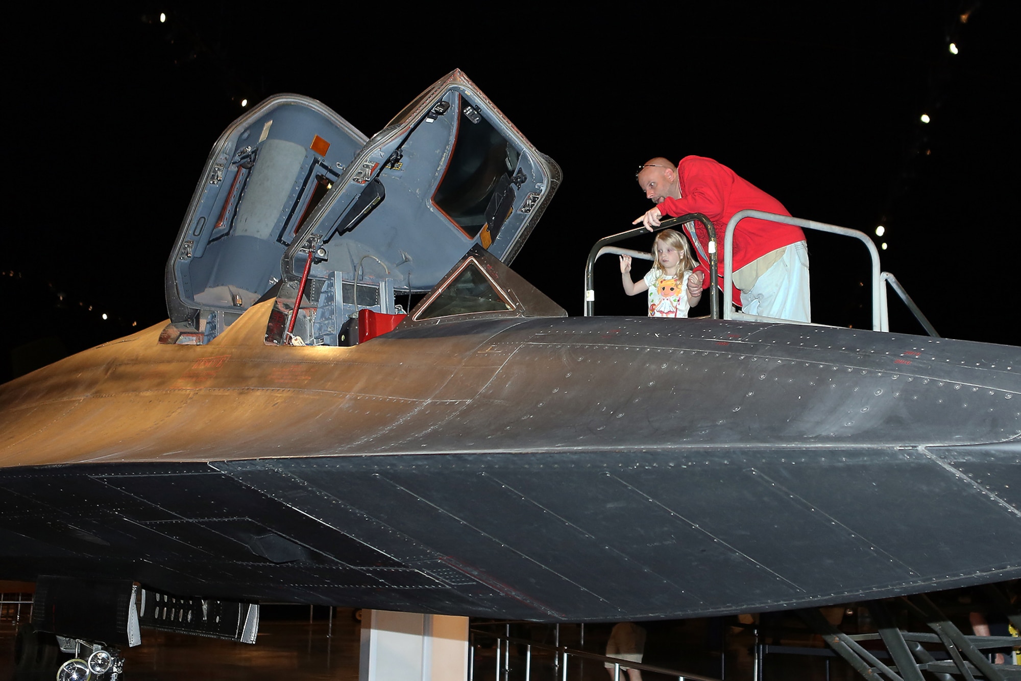 DAYTON, Ohio (05/2013) -- Visitors get an up-close look at the SR-71 cockpit during Space Fest on May 4 at the National Museum of the U.S. Air Force. (U.S. Air Force photo by Don Popp)