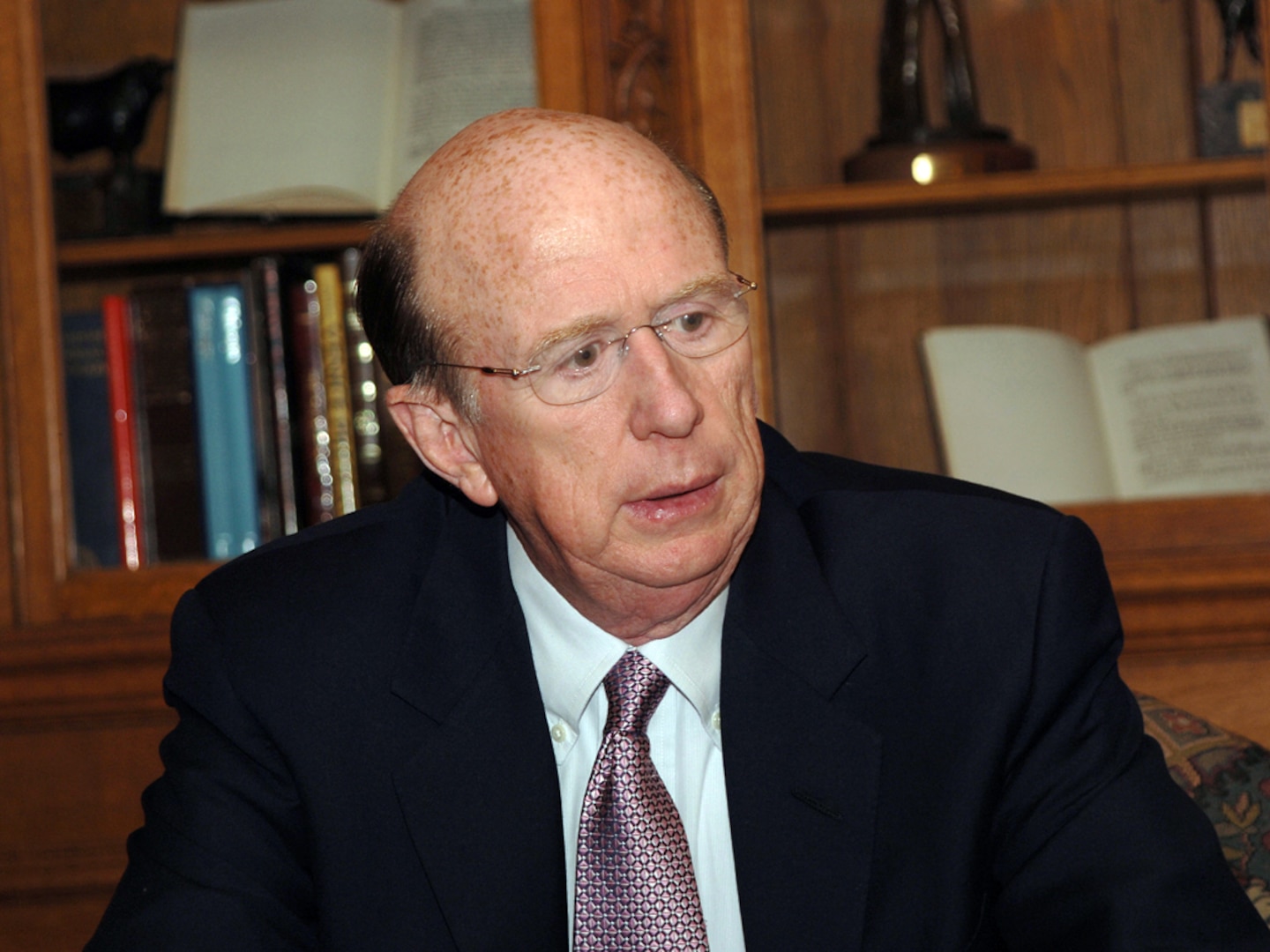 U.S. Ambassador to Canada David H. Wilkins talks with a reporter during a visit to the headquarters of North American Aerospace Command and U.S. Northern Command in Colorado Springs, Colo. 