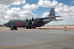 A MAFFS-capable C-130 sits on a ramp at Kirtland Air Force Base, N.M. The MAFFS unit is deployed to Kirtland to lend air support to wildfires in West Texas. (U.S. Air Force photo by Mara Minwegen)