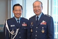 Lt. Gen. Chan Lee, Republic of Korea air force and superintendent of the Republic of Korea Air Force Academy (right) and Col. Mukyum Kim, Republic of Korea Air Attaché to the United States, recently visited the combined headquarters of the North American Aerospace Defense Command and U.S. Northern Command in Colorado Springs, Co. 