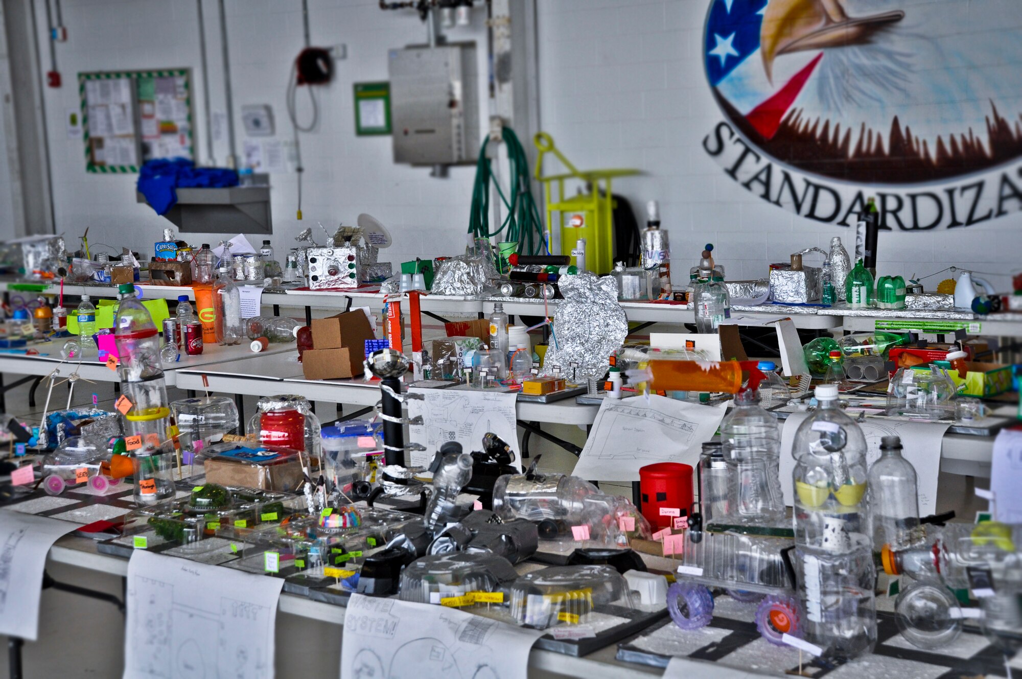 As part of the Marsville curriculum, fifth graders from Wright Elementary, Longwood Elementary, Lewis School and Baker Elementary created dioramas of the buildings and materials required for sustainable life on Mars. The projects showcased the structures that would be needed for a future generation, such as themselves, to make landing and survive on the red planet. (U.S. Air Force photo/Sara Vidoni)