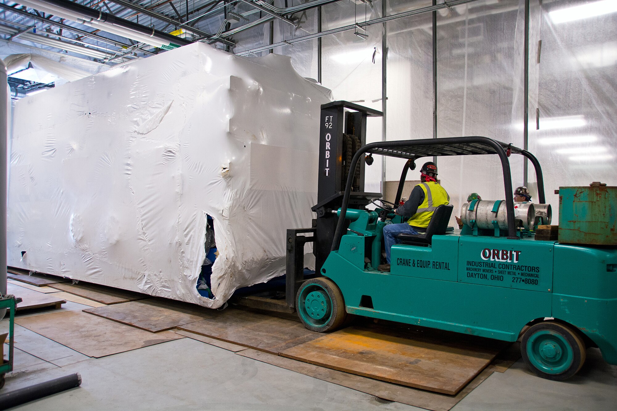 The Research Altitude Chamber is put in place where it awaits the other three chambers.  Photo credits: Mr. Rick Eldridge.