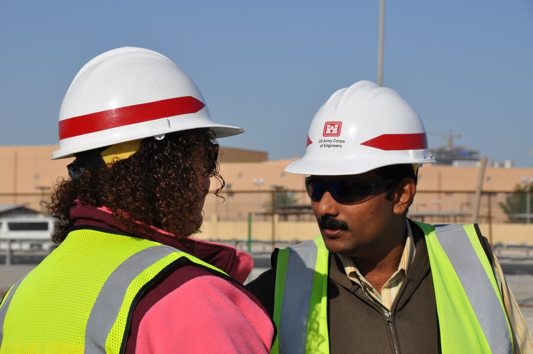 Middle East District employees confer on the Waterfront Development program in Bahrain