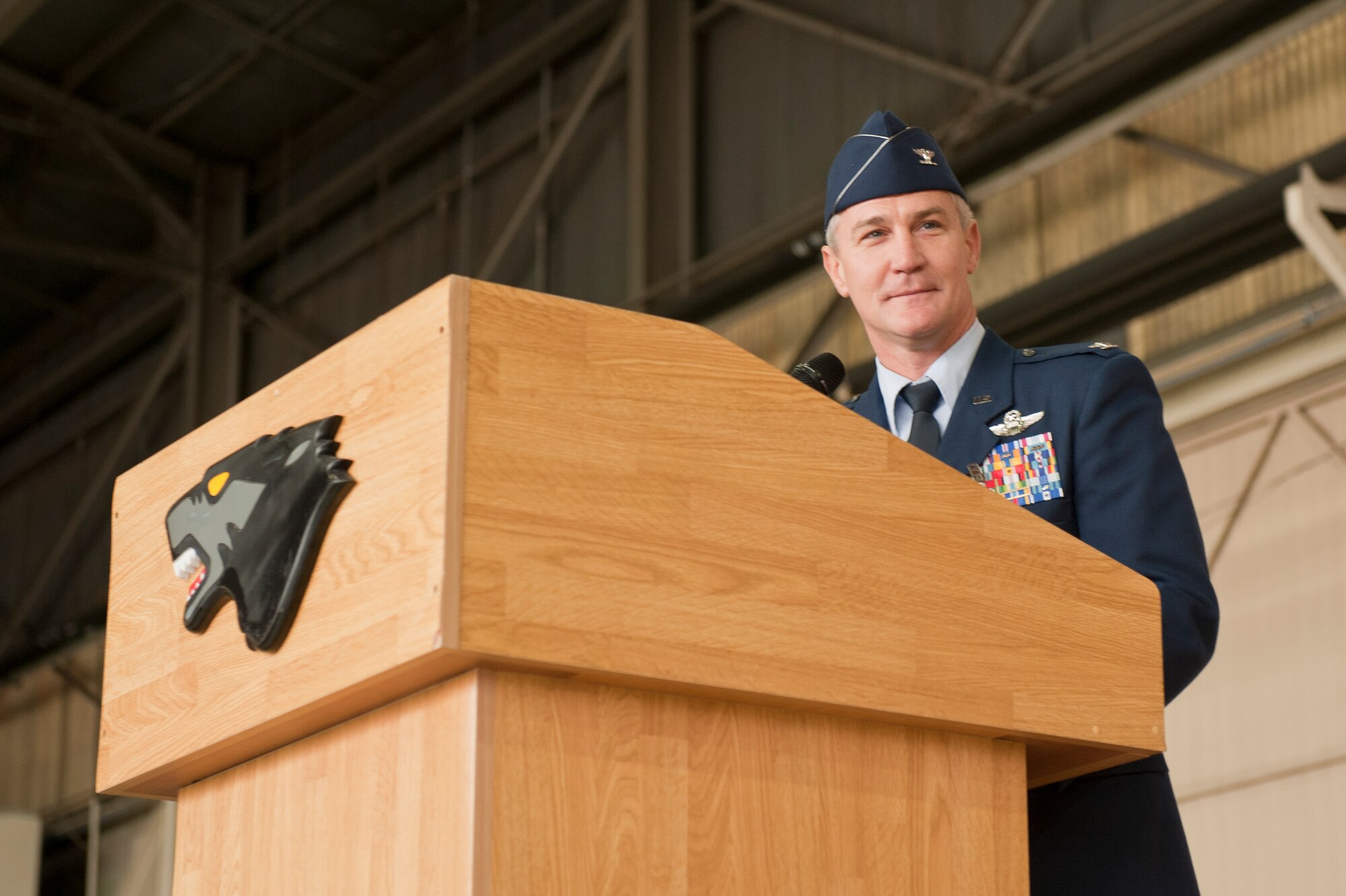 KUNSAN AIR BASE, Republic of Korea -- Col. John W. Pearse, outgoing 8th Fighter Wing commander, speaks during the 8th FW change of command ceremony at Kunsan Air Base, Republic of Korea, May 10, 2013. Pearse, also known as “Wolf 52” served as commander of the 8th FW beginning in May 2012. (U.S. Air Force photo by Staff Sgt. Jonathan Fowler/Released)