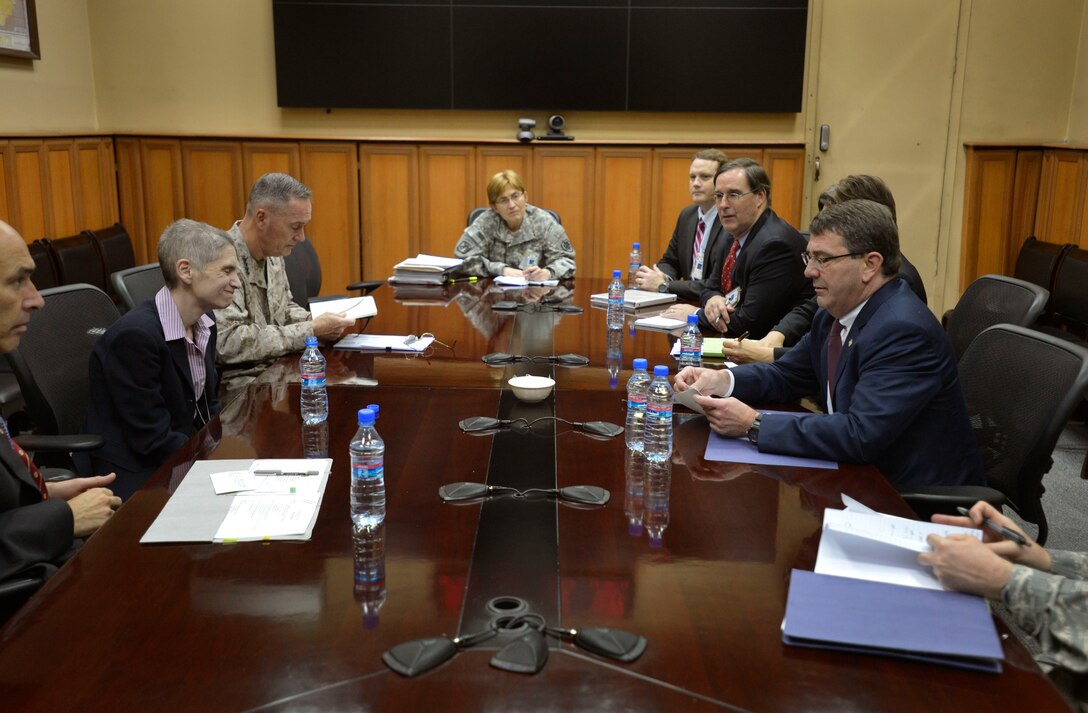 U S Deputy Defense Secretary Ash Carter Right Meets With Tina