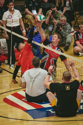 Wounded, ill and injured service member's from the Marine Corps, Army, Navy/Coast Guard and SOCOM showcased their athletic abilities during a heated seated volleyball match against Prince Harry and the British team. For the All-Marine team the Games provides opportunities for them to train as athletes, while increasing their strength so they can continue with military service or develop healthy habits for life outside the service. The forth annual Warrior Games will be held at the Olympic Training Center and Air Force Academy in Colorado Springs, Colo., May 10-16.  Athletes will have a chance to compete in swimming, track and field, volleyball, wheelchair basketball, cycling, shooting and archery.  The All-Marine team will defend their first place title against the Army, Navy /Coast Guard, Air Force and SOCOM.