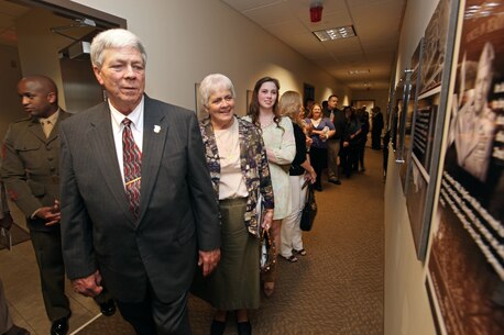 The Marine Corps Information Operations Center (MCIOC) dedicates it's new building, Walt Hall, to General Lewis W. Walt on  April 19, 2013 at Marine Corps Base Quantico, Quantico, Va. Gen. Walt was designated in 1968 as the first four-star Assistant Commandant of the Marine Corps and is recognized as a pioneer in Marine Corps information operations. (Official U.S. Marine Corps photo by Sgt. Kristofer Atkinson/Released)