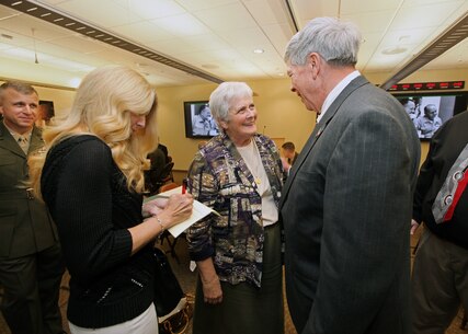 The Marine Corps Information Operations Center (MCIOC) dedicates it's new building, Walt Hall, to General Lewis W. Walt on  April 19, 2013 at Marine Corps Base Quantico, Quantico, Va. Gen. Walt was designated in 1968 as the first four-star Assistant Commandant of the Marine Corps and is recognized as a pioneer in Marine Corps information operations. (Official U.S. Marine Corps photo by Sgt. Kristofer Atkinson/Not released)