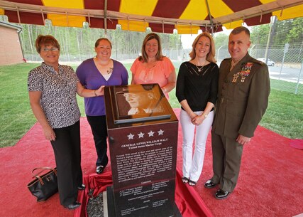 The Marine Corps Information Operations Center (MCIOC) dedicates it's new building, Walt Hall, to General Lewis W. Walt on  April 19, 2013 at Marine Corps Base Quantico, Quantico, Va. Gen. Walt was designated in 1968 as the first four-star Assistant Commandant of the Marine Corps and is recognized as a pioneer in Marine Corps information operations. (Official U.S. Marine Corps photo by Sgt. Kristofer Atkinson/Released)