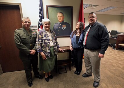 The Marine Corps Information Operations Center (MCIOC) dedicates it's new building, Walt Hall, to General Lewis W. Walt on  April 19, 2013 at Marine Corps Base Quantico, Quantico, Va. Gen. Walt was designated in 1968 as the first four-star Assistant Commandant of the Marine Corps and is recognized as a pioneer in Marine Corps information operations. (Official U.S. Marine Corps photo by Sgt. Kristofer Atkinson/Not released)