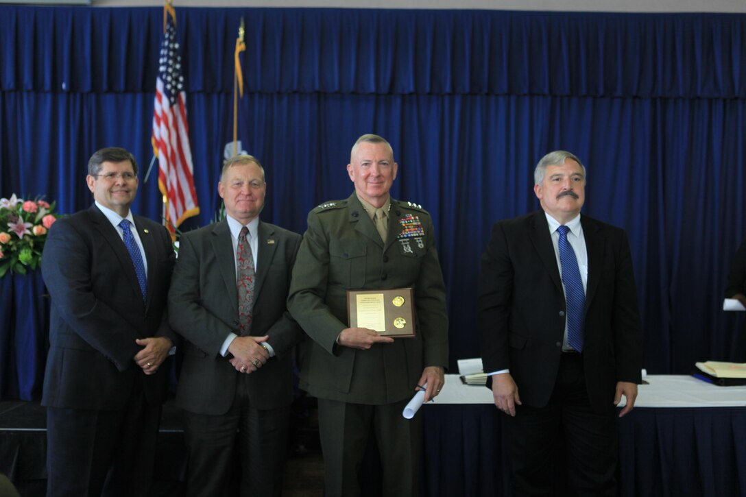 Lt. Gen. Steven A. Hummer, commander of Marine Forces Reserve and Marine Forces North, was recognized in the category of outstanding military flag officer at the Federal Executive Board Distinguished Service Awards luncheon at the NASA Michoud Assembly Facility here, May 8. The luncheon was a part of New Orleans Public Service Recognition week, sponsored by the New Orleans mayor’s office. (U.S. Marine Corps photo by Lance Cpl. Tiffany Edwards/Released)
