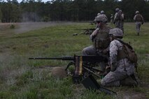 Marines with Headquarters and Service Company, 2nd Maintenance Battalion, 2nd Marine Logistics Group receive instructions on a .50-caliber M2 machine gun during a field exercise held by the company aboard Camp Lejeune, N.C., May 9, 2013. Approximately 20 servicemembers with HqSvc. Co. trained with M2s under the supervision of machine gunners with 2nd Battalion, 9th Marine Regiment, 2nd Marine Division