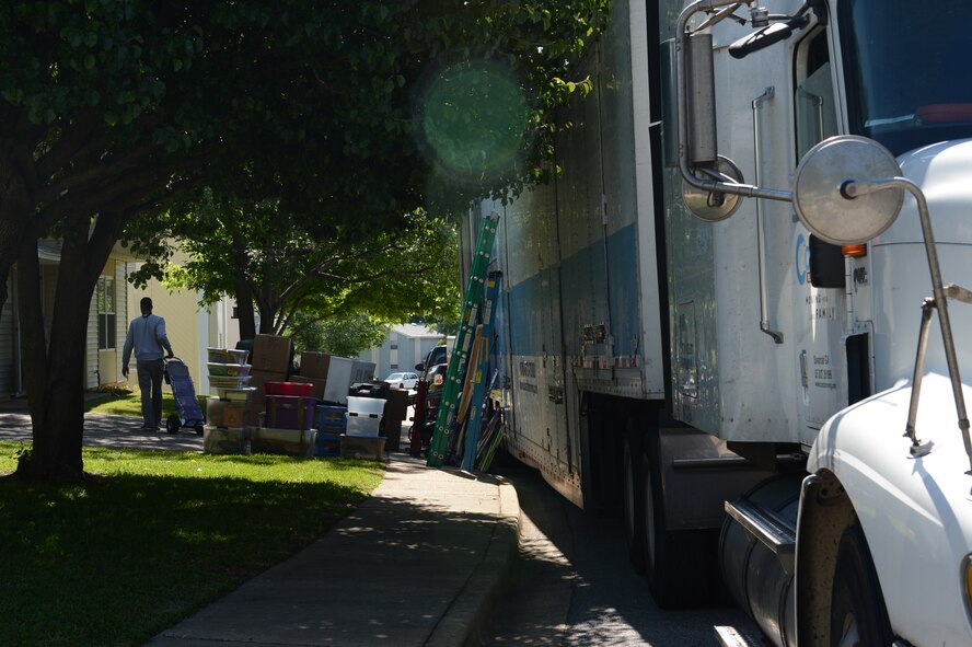 The Traffic Management Office enters its peak season at the end of April which continues until late August or early September. During that time, TMO suggests customers schedule the pick-up date for their belongings at least three or four weeks in advance. (U.S. Air Force photo by Airman 1st Class Krystal M. Jeffers/Released)
