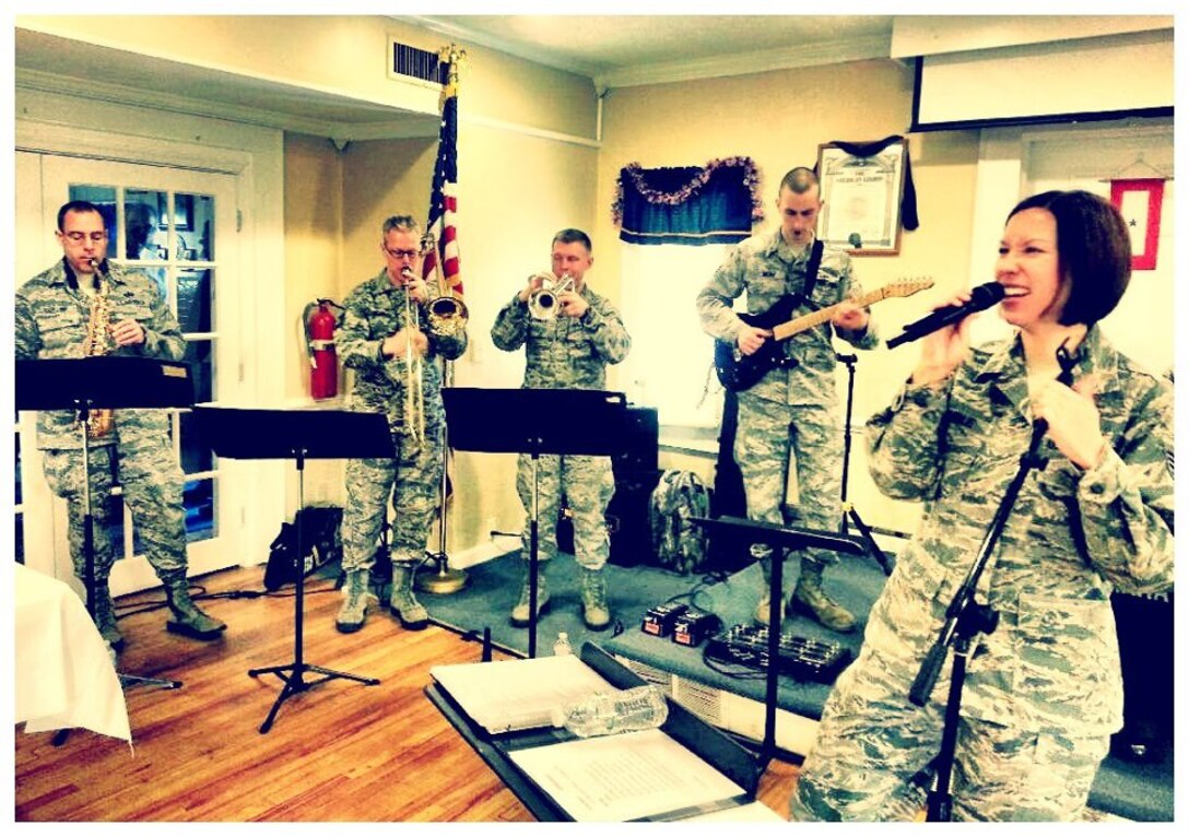 Full Spectrum, Deployed to Southwest Asia, joins the AFCENT Band to perform and tour throughout the AOR to positively promote troop morale, diplomacy and outreach to host nation communities.