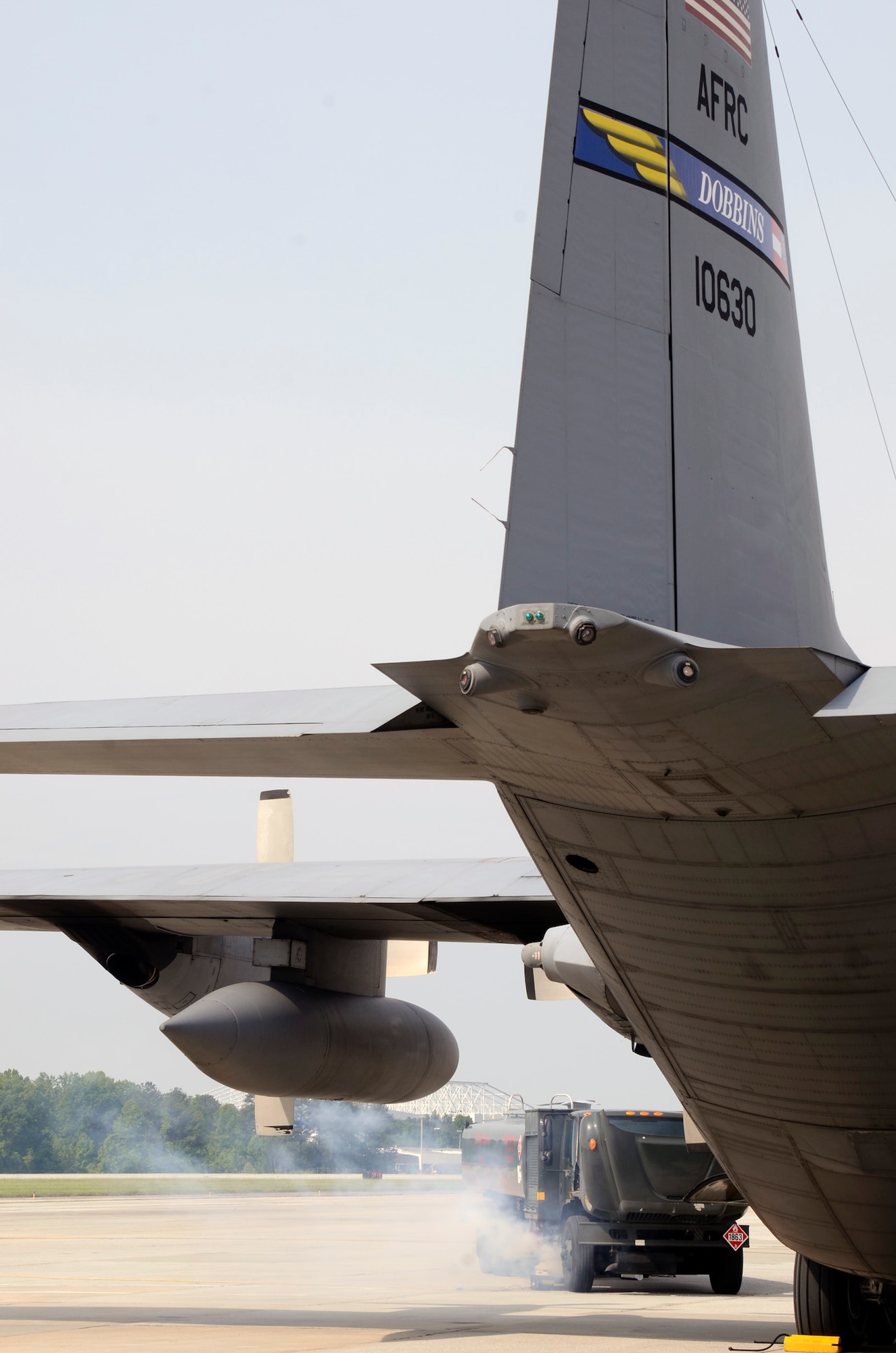 A major accident response exercise (MARE) simulating an incident where an aircraft refueling truck collided with a parked C-130 Hercules was conducted on Dobbins Air Reserve Base, Ga.  May 10. The scenario evaluated the response time and operating procedures of first responders, and explosive ordnance personnel from the 94th Airlift Wing. (U.S. Air Force photo/Don Peek)