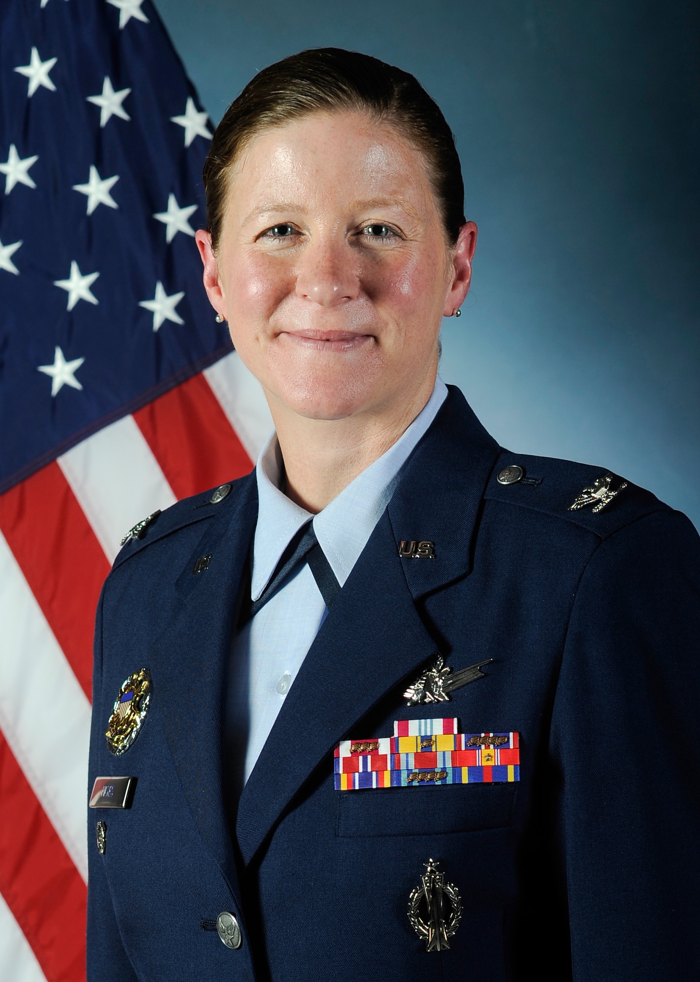 Col. Tracey Hayes, 460th Space Wing vice commander, prepares to assume command of the 90th Missile Wing, F.E. Warren Air Force Base, Wyo. She has been stationed at Buckley AFB three times for nearly a third of her career. (U.S. Air Force photo by Phillip Houk/Released)
