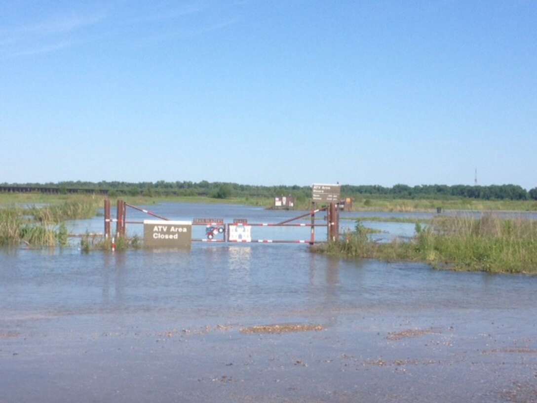 Photo was taken on May 13, 2013 to show the water that is in the spillway due to the high water levels in the Mississippi River