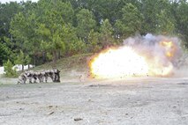 Combat engineers with Marine Wing Support Squadron 272 took to the field to refresh the Marines’ proficiency with different tactics used to breach concrete walls and doors as wells as different methods to use explosives, May 7. The Marines are stationed aboard Marine Corps Air Station New River but they strive to maintain proficiency on the entire military occupational specialty mission-essential task list.