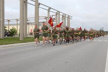 Marine Aviation Logistics Squadron 26 goes for a camaraderie formation run May 3. The run was an opportunity for Lt. Col. Douglas Engel, MALS-26 commanding officer, to break bread and run with his marines before summer turnover. “I wanted to take this opportunity to thank all of the Marines of MALS-26 for everything they do,” said Engel. “We have marines deployed wherever Marine Aircraft Group 26 has MV-22B Ospreys, and I wanted to take this opportunity to let all the marines know that their hard work does not go unrecognized.”