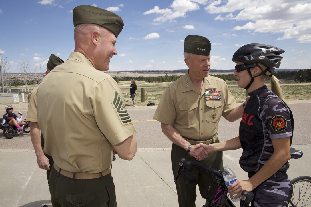 The 35th commandant of the Marine Corps, General James F. Amos, attends the 2013 Wounded Warrior Games at the U.S. Olympic Training Center in Colorado Springs, CO., May 12, 2013. (U.S. Marine Corps photo by Sgt. Mallory S. VanderSchans)(RELEASED)
