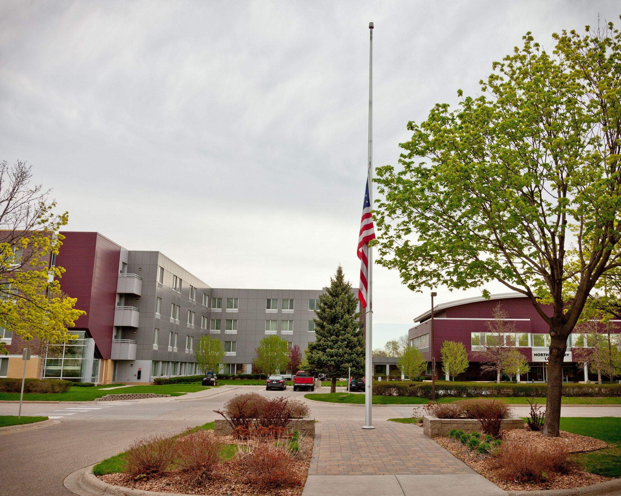 The flag is flown at half-staff today, May 15, in recognition of Law Enforcement Memorial Day, a tribute to Peace Officers who lost their lives or were injured in the line of duty.  (U.S. Air Force photo/Shannon McKay)