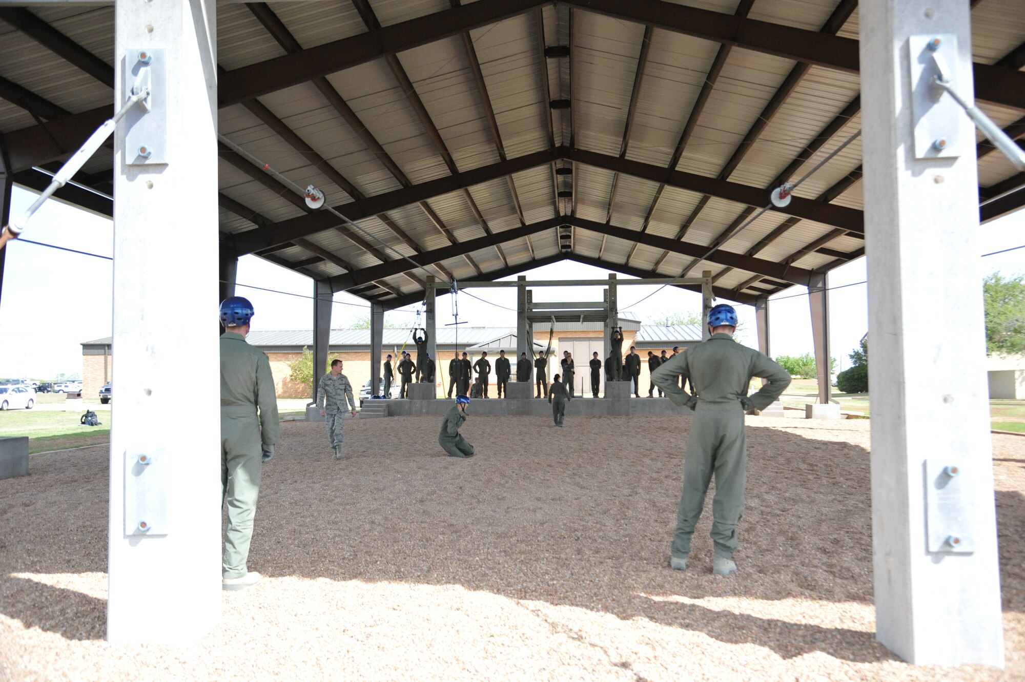 The 82nd Training Wing's Aerospace Medicine Squadron at Sheppard Air Force Base recently completed construction on a lateral drift trainer for the Euro-NATO Joint Jet Pilot Training Program.  The new trainer enables student pilots to learn how to handle realistic ejection scenarios.  (U.S. Air Force Photo/2nd Lt. Meredith Hein)