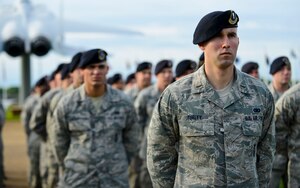 A 633rd Security Forces Squadron flight commander, 2nd Lt. Heath Turley, leads a formation at the Peace Officer’s Memorial Ceremony at Langley Air Force Base Va., May 13, 2013. In addition to the formation, the 633rd SFS also provided a rifle team for the ceremony. (U.S. Air Force photo by Airman 1st Class Austin Harvill/Released)