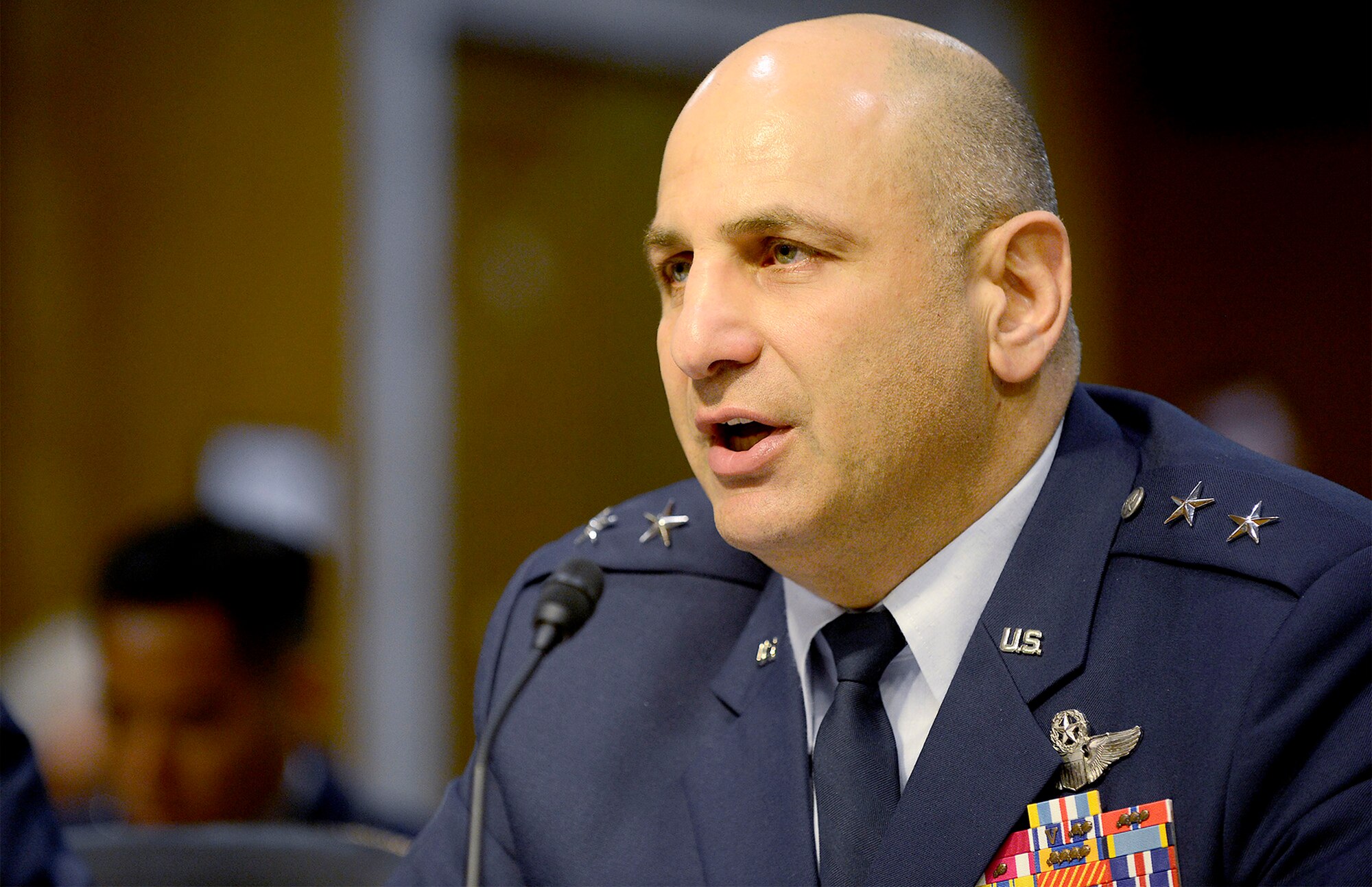 Maj. Gen. Richard S. Haddad, deputy to the chief of staff of Air Force
Reserve, testifies during a hearing of the U.S. Senate Appropriations
Committee, Subcommittee on Military Construction, Veterans Affairs, and
Related Agencies, on Capitol Hill, May 15.  Active and Reserve Component
leaders testified to the subcommittee about the FY14 President's Budget
request and projected construction projects.  The proposed budget has $45.6 million to fund new Air Force Reserve projects.  This includes a Joint Regional Deployment Processing Center at March Air Reserve base, Calif., a Squadron Operations Facility at Tinker Air Force Base, Okla., and an Entry Control Complex at Homestead Air Reserve Base, Fla.  (U.S. Air Force photo/Scott M. Ash)
