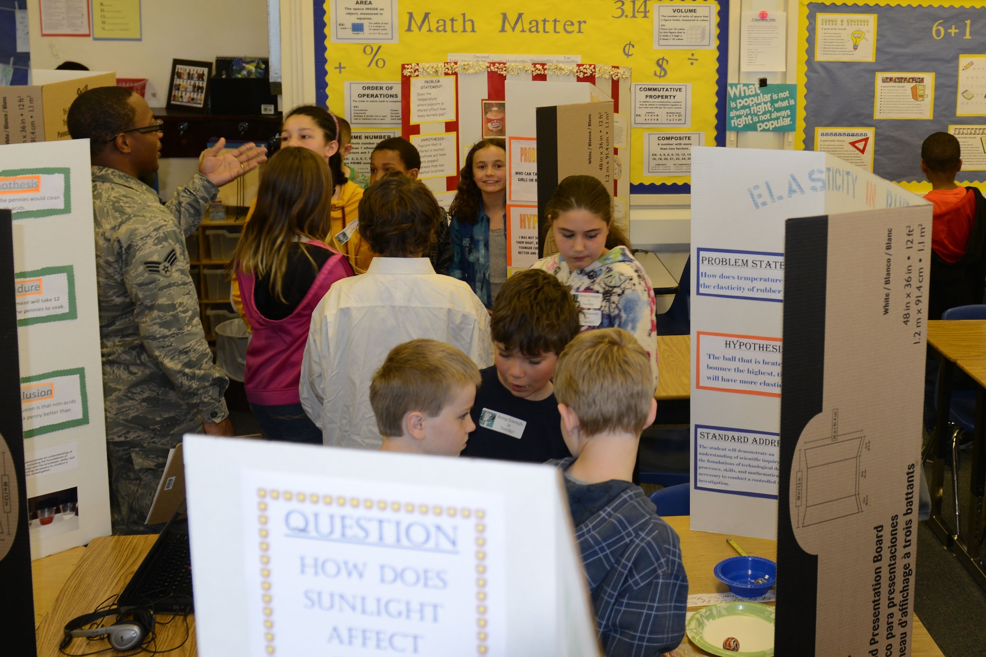 RAF ALCONBURY, United Kingdom – Students from Alconbury Elementary School held the Alconbury ES Science Fair May 15. The theme was “The Scientific Process” and answered questions such as Can worms survive in different environments? Will plants grow when fed Dr. Pepper? Does a girl have a better memory than a boy does? Entries included Individual student projects, class projects and family projects. (U.S. Air Force photo by Tech. Sgt. Chrissy Best)