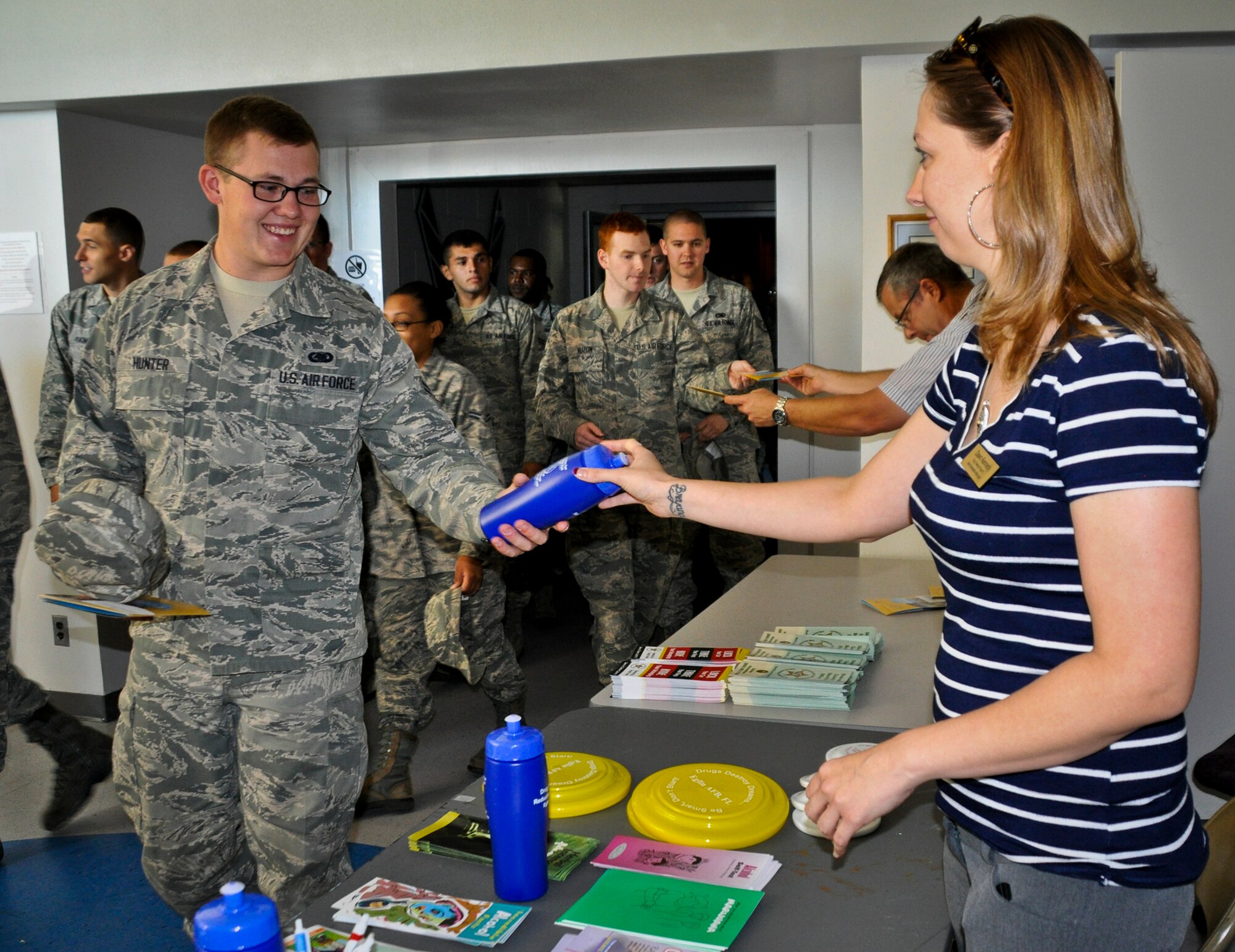 Base and local government agencies provide information to Airmen on how to stay safe during Eglin’s 101 Critical Days of Summer “kick off” event May 15 at the Eglin Enlisted Hall. Avoiding dangers of driving under the influence and being prepared for the high-risk season were the themes expressed in the take-away items. Okaloosa County Sherriff’s Office, U.S. Coast Guard Station Destin and Eglin's Alcohol and Drug Abuse Program and Treatment program gave tips at the event led by Eglin's Safety Office. (U.S. Air Force photo/Chrissy Cuttita)