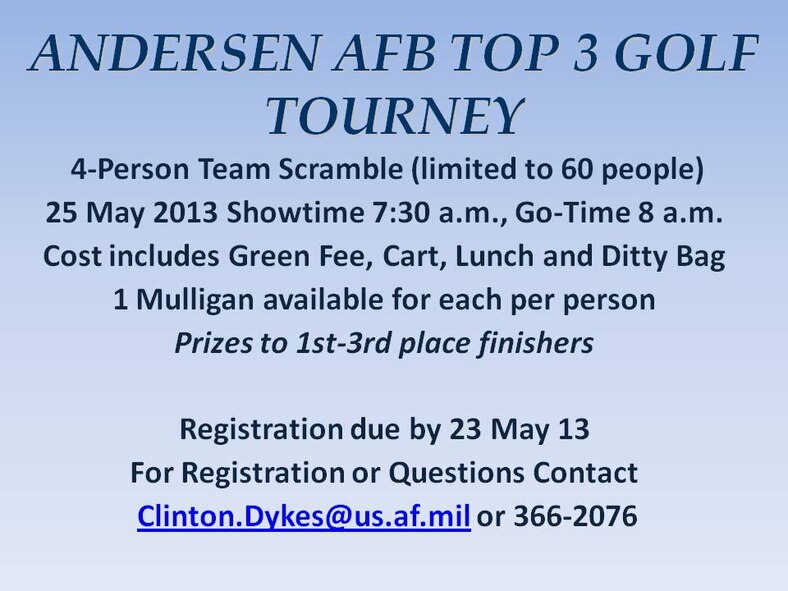 Top 3 Golf Tourny announcment