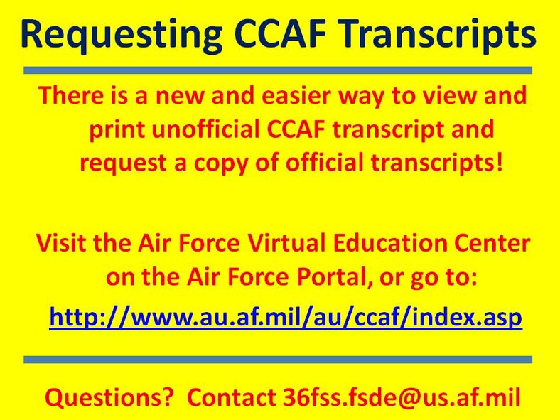 CCAF Transcript announcment