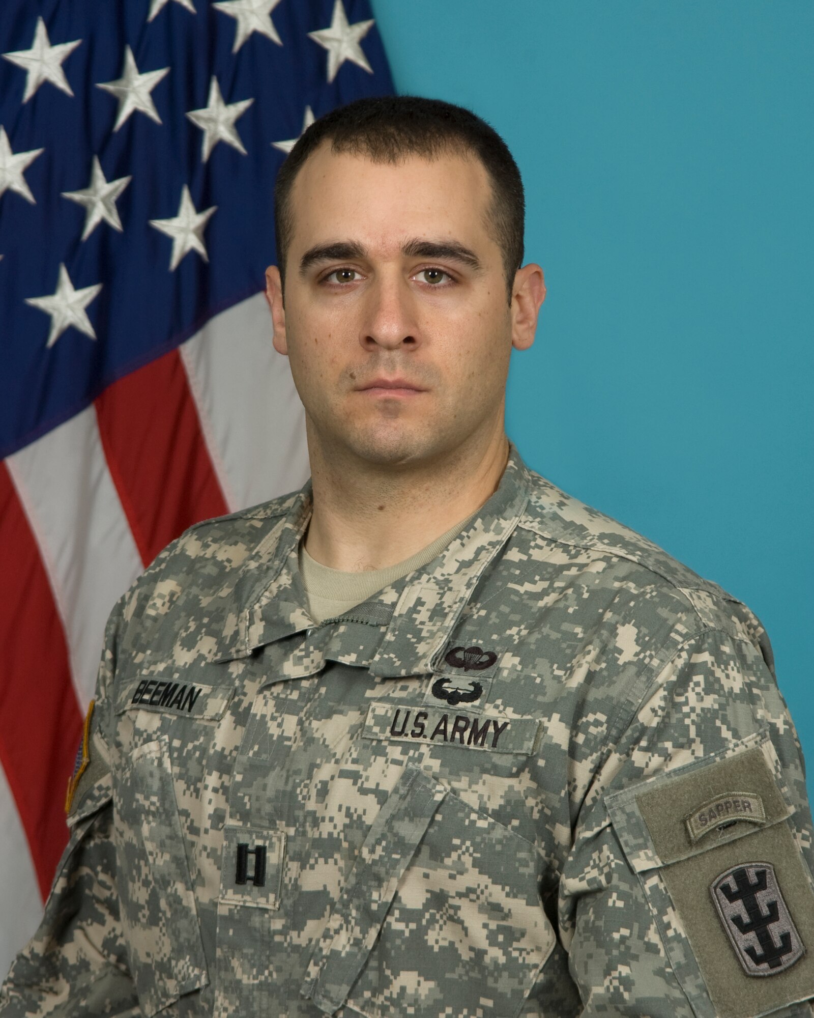 Army Capt. Jeffrey Beeman, 523rd Engineer Company commander