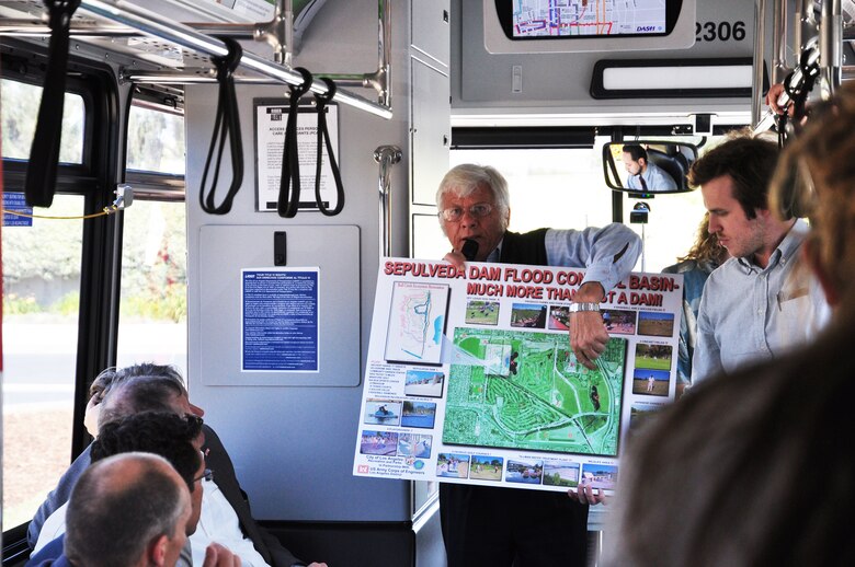 Corps Ecologist Carvel Bass conducts a tour of the Sepulveda Flood Basin May 15 for a working group of invited water experts from the U.S. and the Netherlands. 