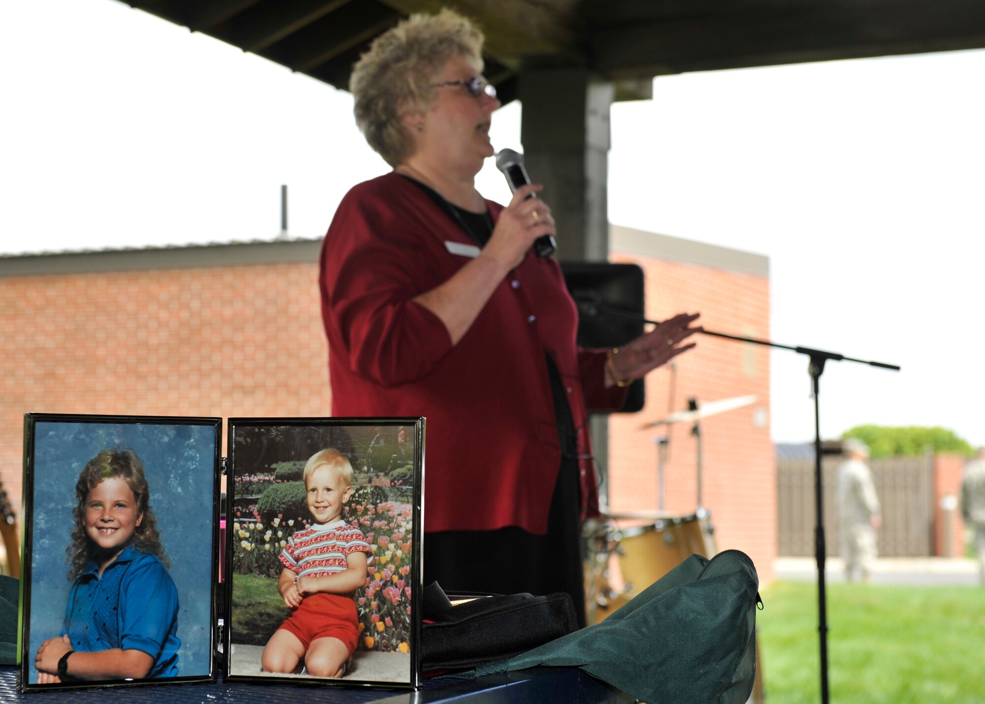 Linda Thompson, Greater Spokane Substance Abuse Council executive director, speaks to members of Team Fairchild about how someone driving under the influence affected the life of her family at Fairchild Air Force Base, Wash., May 16, 2013. Several other guest speakers from around Spokane and Fairchild also spoke about the consequences of DUI. (U.S. Air Force photo by Staff Sgt. Michael Means/Released)