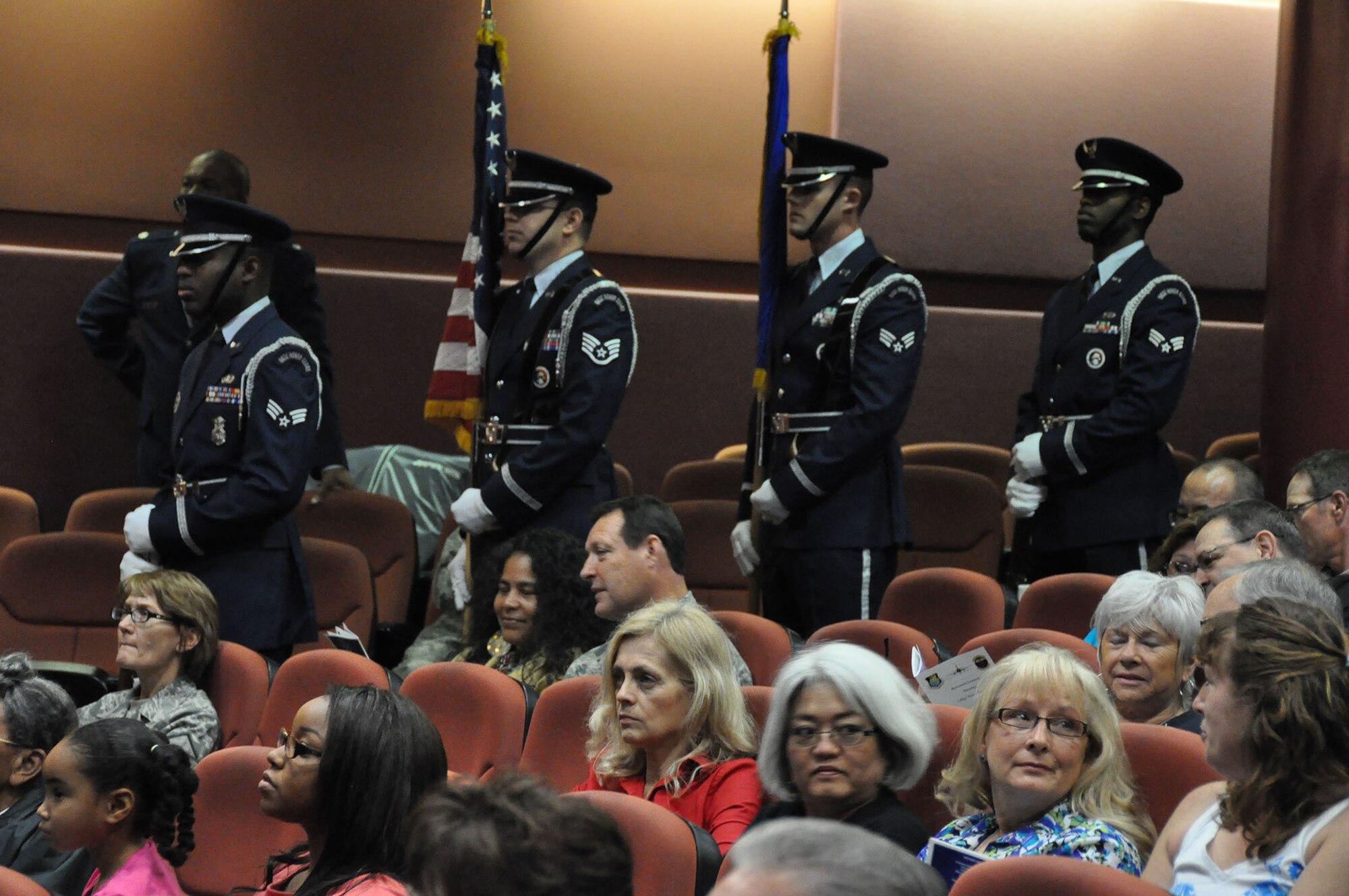 TRAVIS AIR FORCE BASE, Calif. -- After more than 33 years of faithful service to her country, Chief Master Sgt. Denise P. Butler, Superintendent, 349th Aerospace Medicine Squadron, celebrates her many years of service during a ceremony held in her honor at Travis Air Force Base, Calif. on April 7, 2013. (U.S. Air Force photo / Senior Airman Amelia Leonard) 