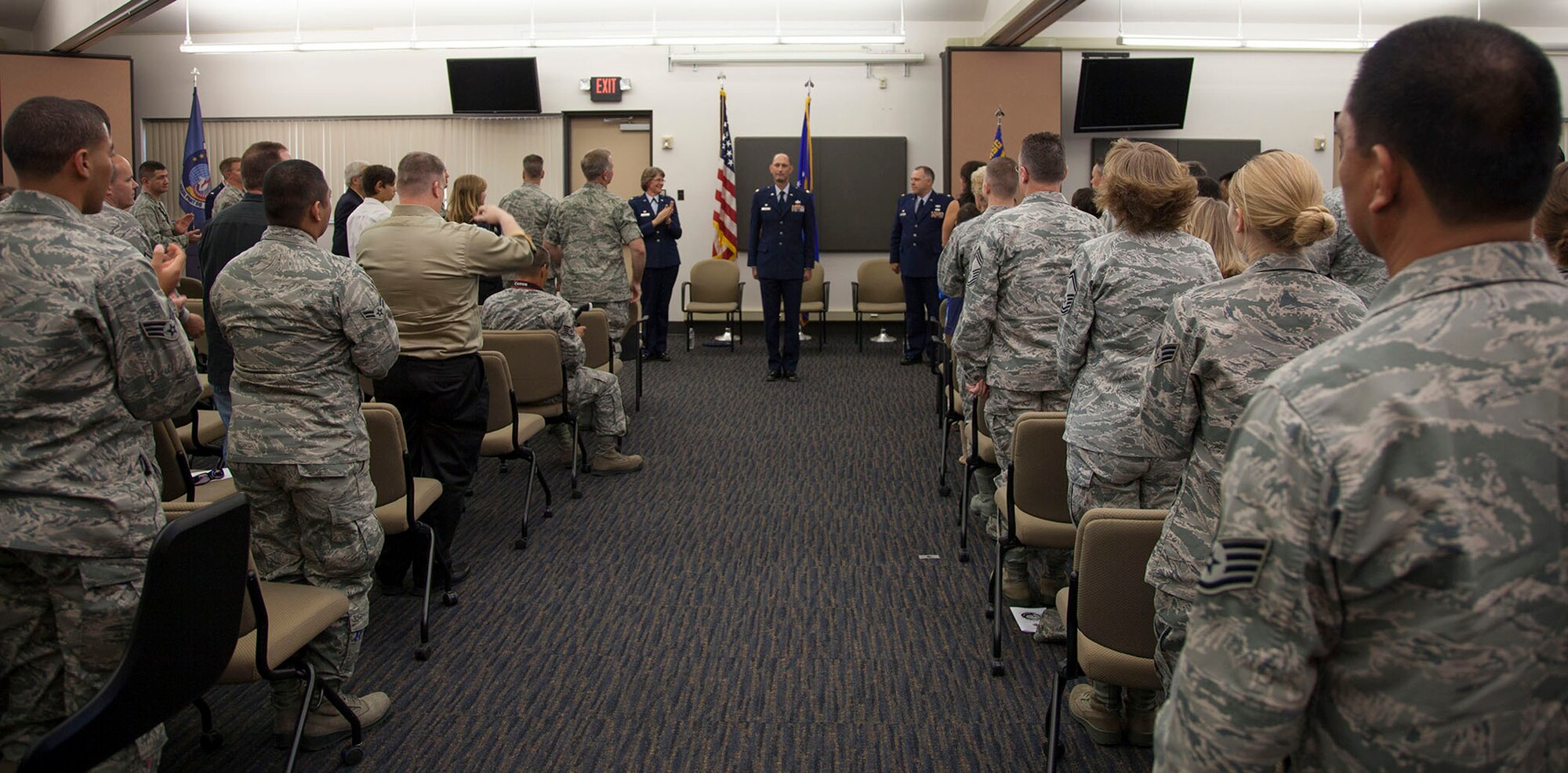 TRAVIS AIR FORCE BASE, Calif. -- Maj. Alan M Tornay accepts takes over command of the 45th Aerial Port Squadron during a change of command ceremony at May 4, 2013 at Travis Air Force Base, Calif.  (U.S. Air Force photo / Lt. Col. Robert Couse-Baker)