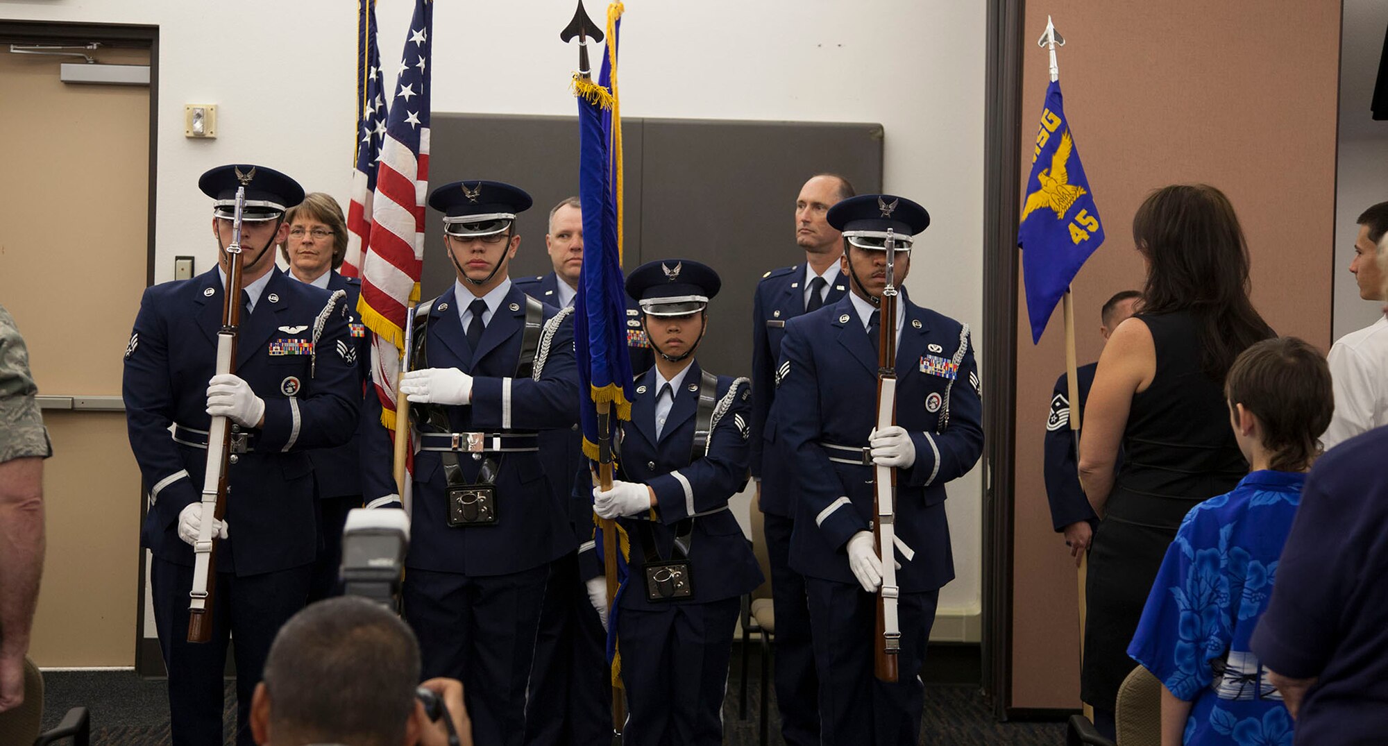TRAVIS AIR FORCE BASE, Calif. -- Maj. Alan M Tornay accepts takes over command of the 45th Aerial Port Squadron during a change of command ceremony at May 4, 2013 at Travis Air Force Base, Calif.  (U.S. Air Force photo / Lt. Col. Robert Couse-Baker)