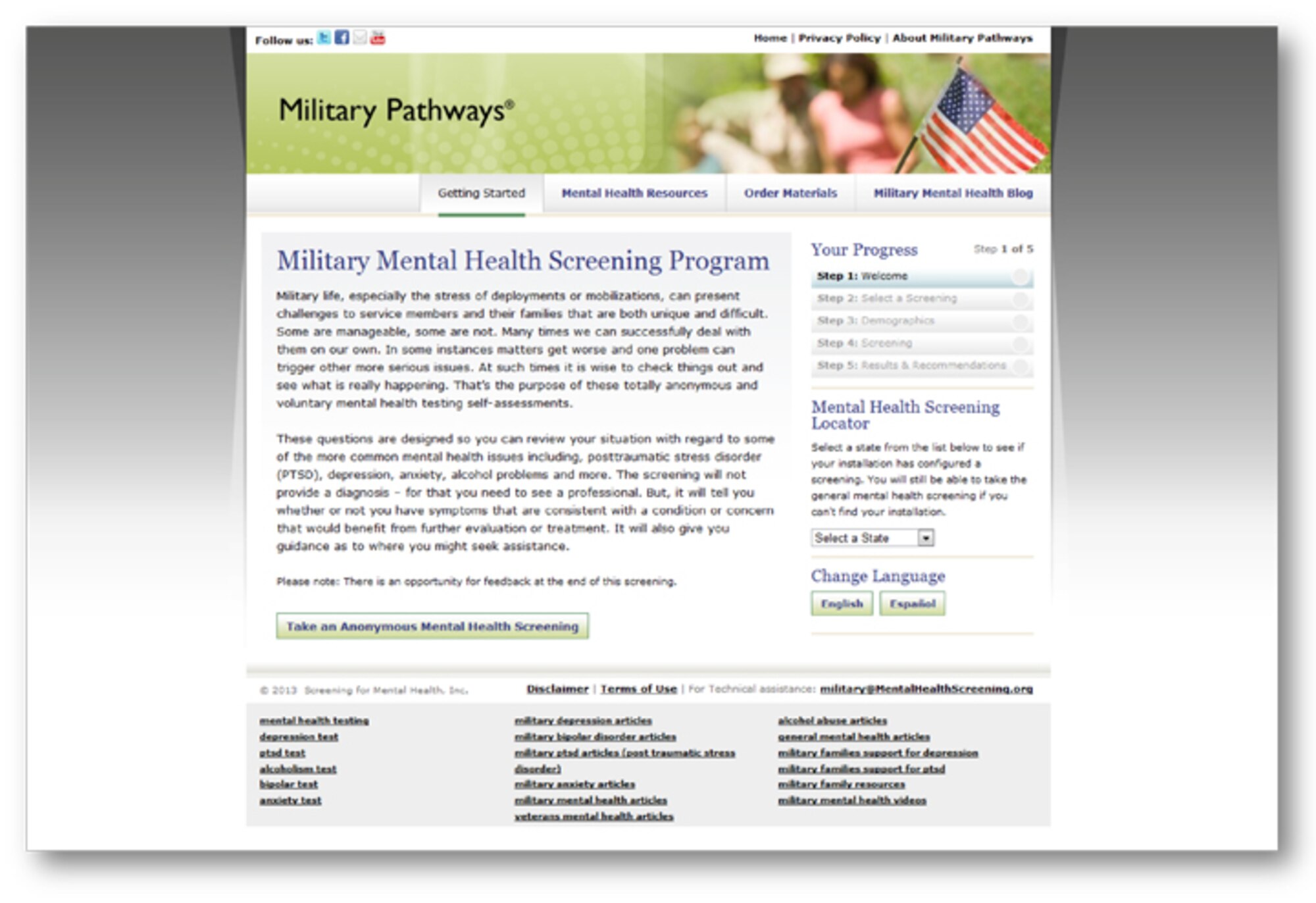 Screen shot of militarymentalhealth.org reformatted for display by Staff Sgt. Luis Loza Gutierrez. (Courtesy Image)